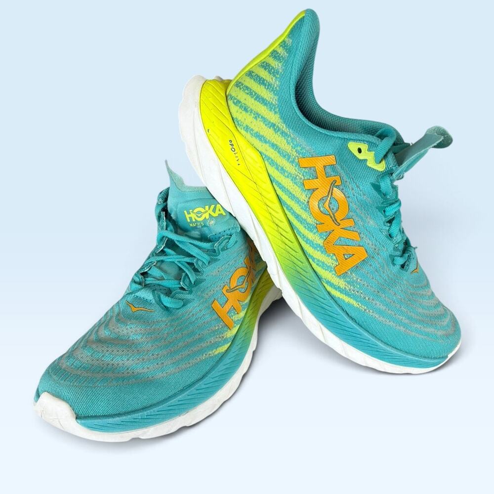 HOKA Mach 5 Women’s Size 8B Turquoise Yellow Running Shoes - Picture 11 of 13